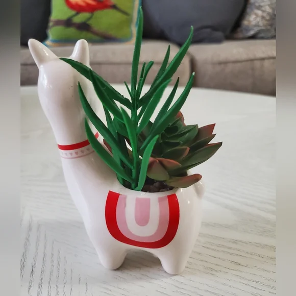 Succulent in Llama Holder Faux Plant Nwt - Picture 4 of 5